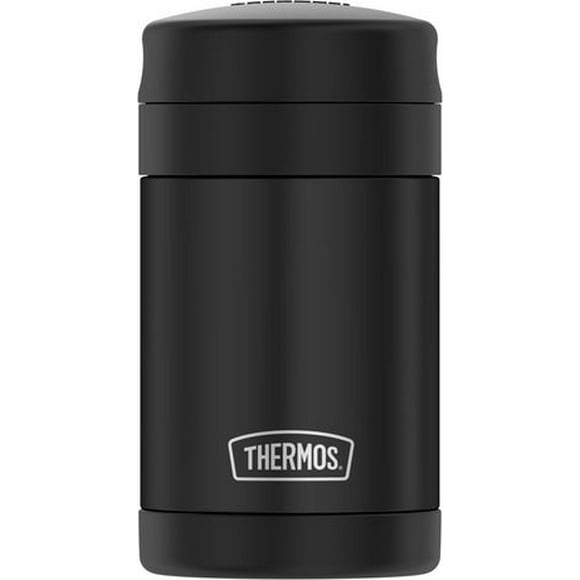 Thermos Vacuum Insulated Stainless Steel 16 Oz Food Jar with Folding Spoon, 16 Oz,  Black Jar