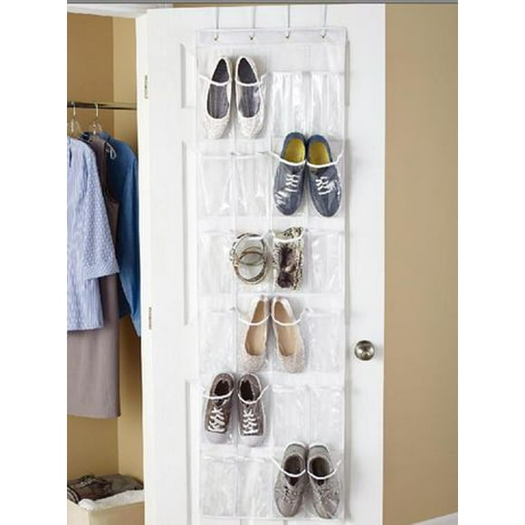 Mainstays 24 Pocket Over-the-Door Shoe Organizer,Other Accessories organizer, White, Product dimension: 19 in. W x 64 in. H