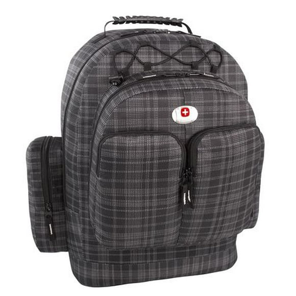 Swiss Alps Backpack - Grey Plaid, Swiss Alps Backpack – Black Grey Plaid