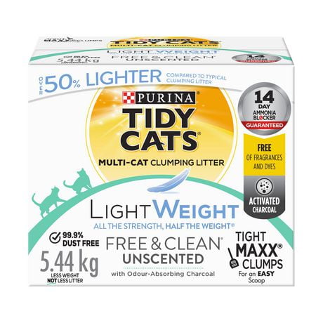 Tidy Cats Poids Plume Free & Clean Non Parfumée Litière Multichat, Litière Agglomérante pour Chats 5,44 kg 5,44 kg