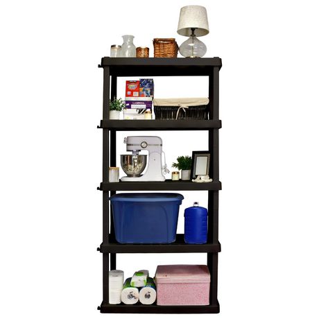 Hyper Tough 74"H X 18"D X 36"W 5 Shelf Plastic Garage Shelves, Storage ...