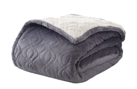 Elle Decor Cable Embossed Plush Sherpa Lined Bed Blanket ...