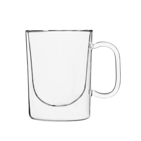 Safdie & Co. Mugs en verre de première qualité avec poignée, verres transparents à thé pour boissons chaudes/froides, design parfait pour l'americano, le cappuccino, le latte ou le macchiato, thé et boissons, 2 pièces