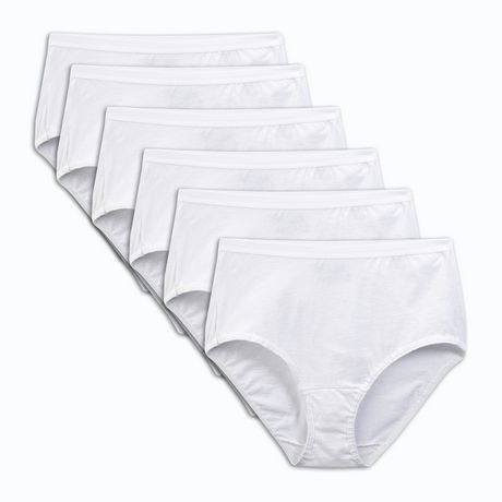 Fruit of the Loom Ladies White Cotton Briefs, 6-Pack | Walmart Canada
