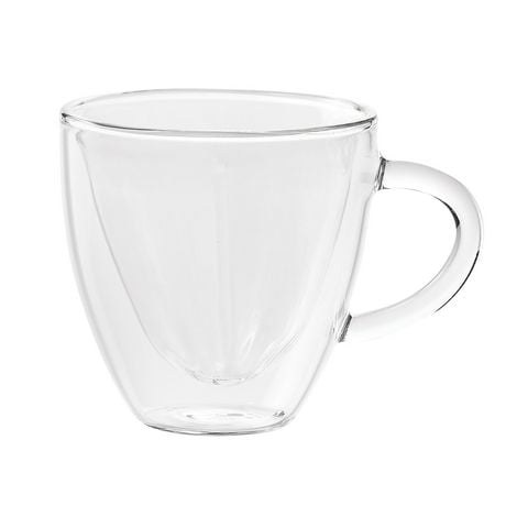 Safdie & Co. Premium Barista Amore Glass Coffee Mugs with Handle, Transparent Tea Glasses for Hot/Cold Beverages, Perfect Design for Americano, Cappuccinos, Latte or Macchiato, Tea and Beverage 2Pieces