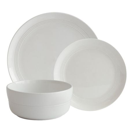 Safdie & Co. Dinnerware 12 Piece Set Porcelain Embossed Allure, Set for 4