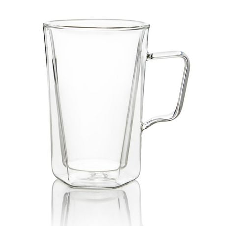 Safdie & Co. Mugs en verre de première qualité avec poignée, verres transparents à thé pour boissons chaudes/froides, design parfait pour l'americano, le cappuccino, le latte ou le macchiato, thé et boissons, 4 pièces