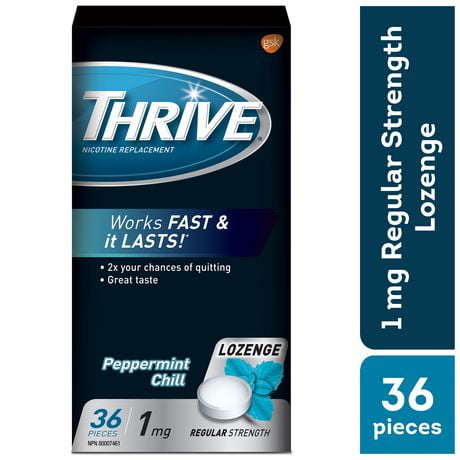 Thrive Lozenges 1mg Regular Strength Nicotine Replacement, Peppermint, 36 count