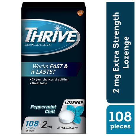 Thrive Lozenges 2mg Regular Strength Nicotine Replacement, Peppermint, 108 count