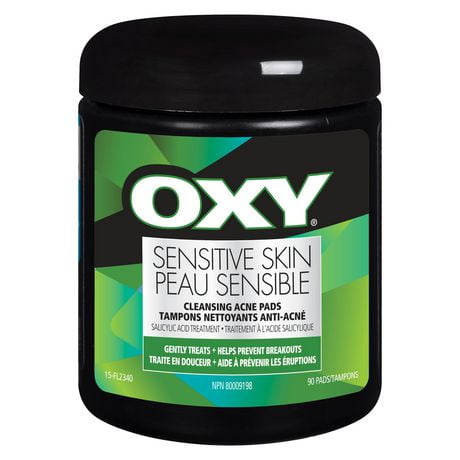 Tampons anti-acné nettoyants pour peau sensible OXY avec acide salicylique, pour peau sensible, traite en douceur et aide à prévenir les éruptions cutanées Tampons nettoyants contre l'acné, 90 unités