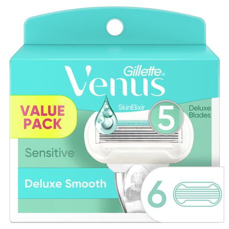 Gillette Venus Deluxe Smooth Sensitive Women's Razor Blade Refills, 6CT