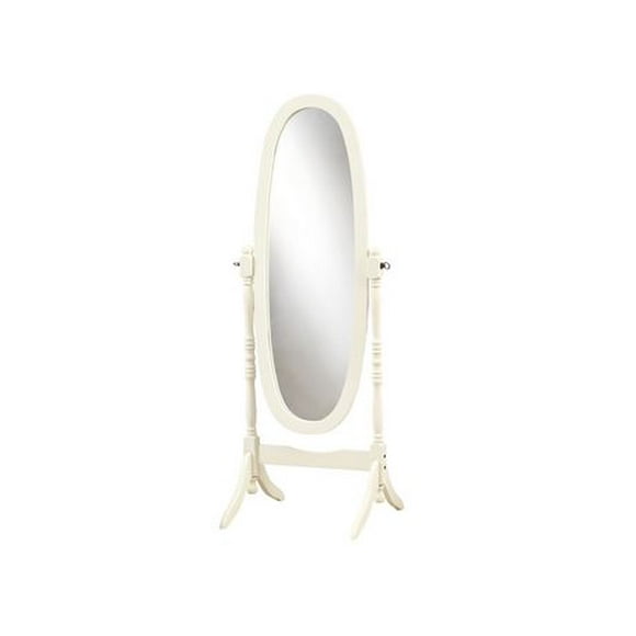 Monarch Specialties Mirror, Full Length, Standing, Floor, 60" Oval, Dressing, Bedroom, Wood, White, Traditional
