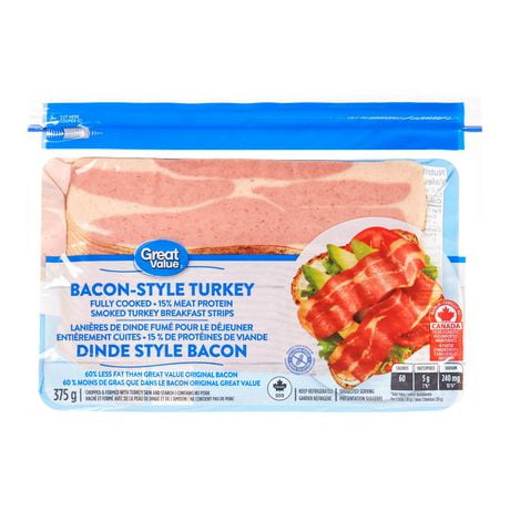Great Value Bacon-Style Turkey, 375 g