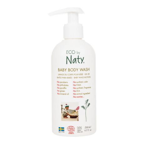 Eco by Naty Ecocert Certified Gentle Baby Body Wash for Sensitive Skin with Organic & Natural Ingredients - Free from Nasty Chemicals, 6 x 6.7 Fl. Ounce (Tear Free Shower Gel)