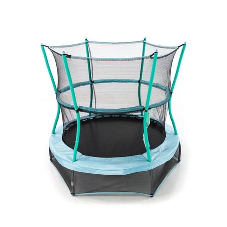 SKYWALKER TRAMPOLINES 60 inch, Teal, Round, Indoor Trampoline for Kids, Mini Bouncer, Rebounder with Safety Enclosure Net and Padding