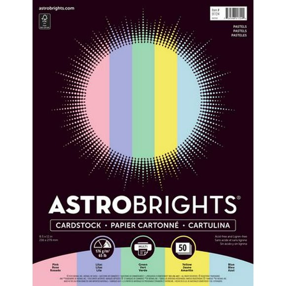 Papier cartonné 5 couleurs assorties Astrobrights «Pastel»