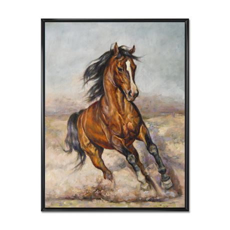 Designart Painting Of A Horse In The Race FLOAT FRAME WALL ART ...