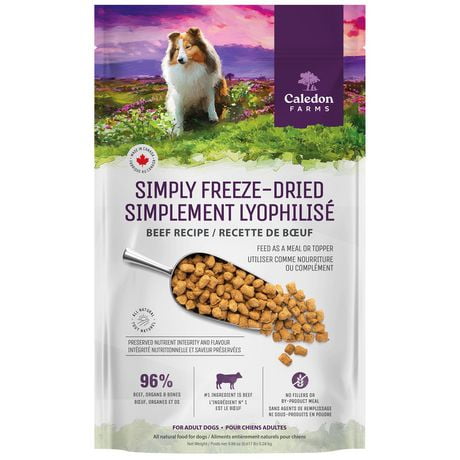 Caledon Farms Simply Freeze-Dried Dog Food Beef Recipe, Use as a meal or topper