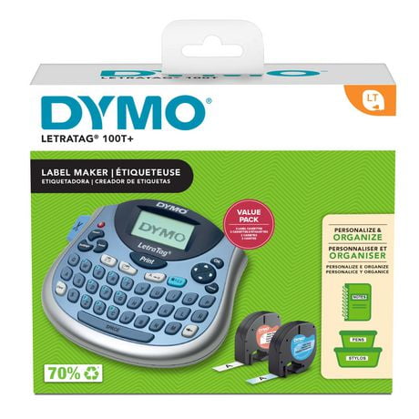 DYMO LetraTag 100T+ Label Maker, Portable Label Printer with QWERTY keyboard, Ideal for the office or at home, Blue