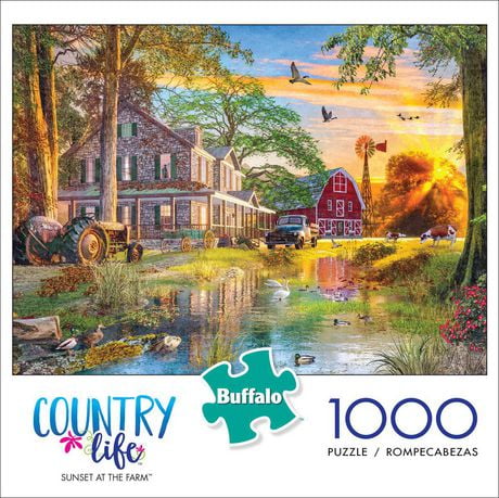 Buffalo Games - Country Life - Sunset at the Farm - 1000 Piece Jigsaw ...