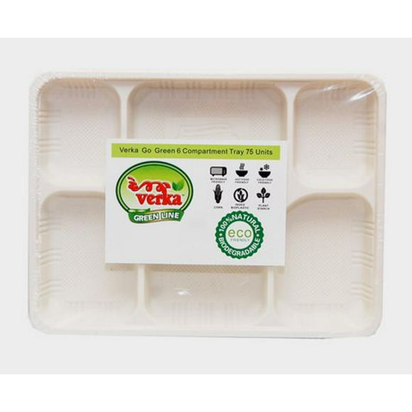 Verka Greenline 6 compartment Tray, 75 pieces