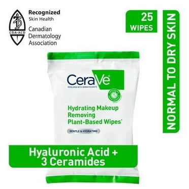 CeraVe Hydrating Cleanser Cloths | Face & Eye Makeup Remover Wipes | gently Removes Dirt, Oil, & Waterproof Makeup | Fragrance Free & Non-Irritating, 25 Count, Cleanse & remove makeup
