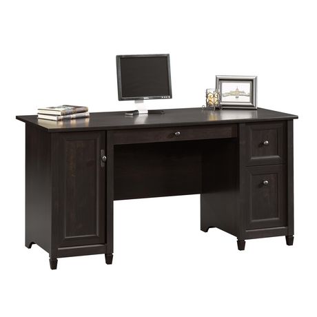Sauder Edge Water Computer Desk, Chalked Chestnut, 418793 Estate Black