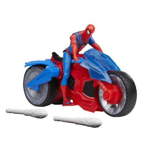 Marvel Spider-Man Web Blast Cycle Toy Set with 4 Inch Action Figure and 2 Web Projectiles, Ages 4 and Up