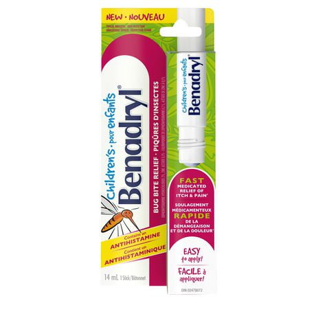 Benadryl Children's Itch and Pain Relief Stick for Bug Bites, 14 mL