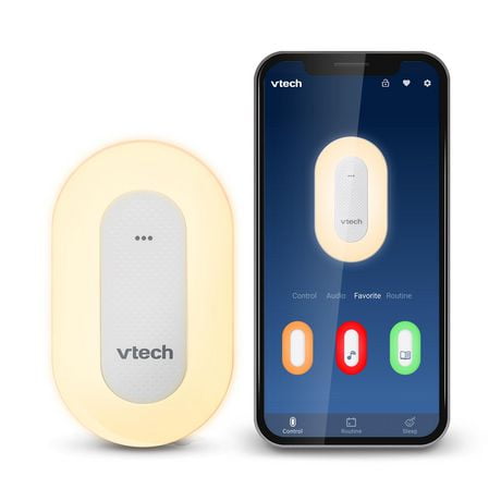 Le haut-parleur Bluetooth dispositif d’apprentissage du sommeil V-Hush Plug de VTech comprend un programme professionnel d'apprentissage du sommeil, une veilleuse colorée à une touche, des histoires préchargées, de la musique classiques, BC8113 (blanc). BC8113