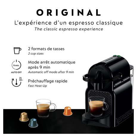Machine à espresso Inissia de Nespresso par De'Longhi avec mousseur à lait Aeroccino