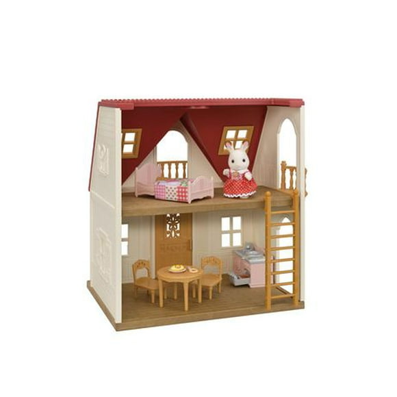 Chalet douillet au toit rouge de Calico Critters, ensemble de jeu pour maison de poupées avec figurines, meubles et accessoires Maison de poupée