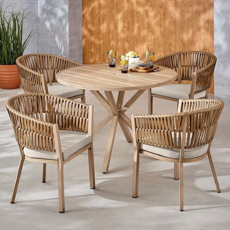 Ensemble table et chaises 5 pièces pour patio Dune HOMETRENDS - Taupe
