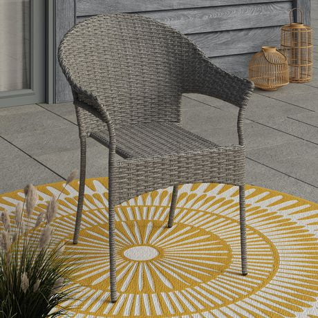 Mainstays Pebbleton Patio Wicker Chair - Grey - Walmart.ca