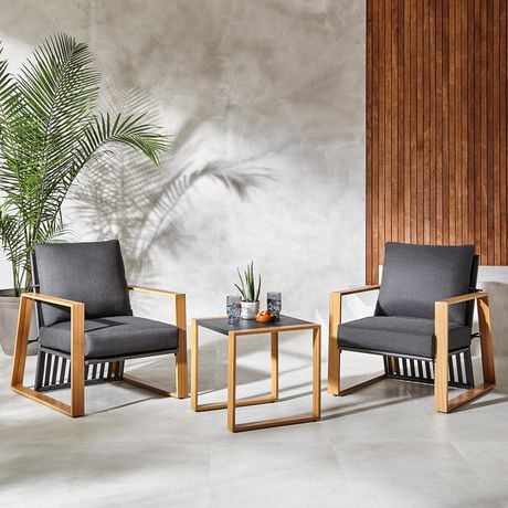 Ensemble causerie 3 pièces pour patio Sienna HOMETRENDS - Noir