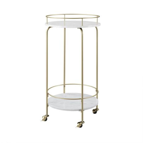 Modern Marble Bar Cart with Wheels- White Marble/Gold | Walmart Canada