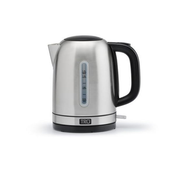 TRU 1.7L Stainless Steel Electric Kettle, Cordless, Portable, Auto-off