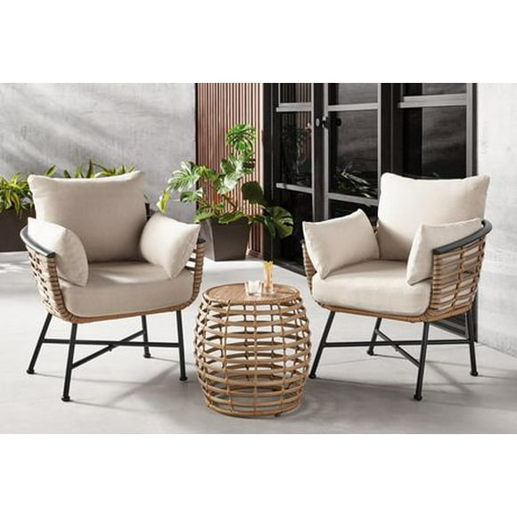 HOMETRENDS Sedona 3-Piece Patio Chat Set - Taupe