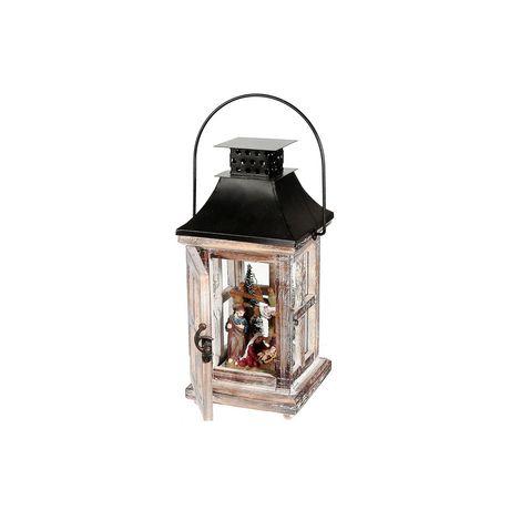 Ih Casa D Cor Wood And Metal Square Lantern With Led Carolers Multi
