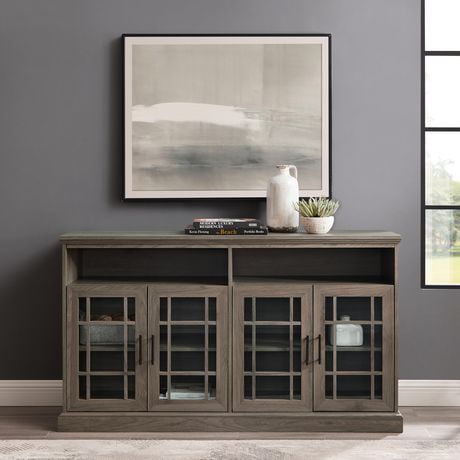 Classic Glass Door TV Console with Storage Cabinets for TV's up to 64 ...