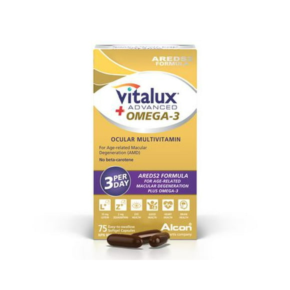 VITALUX® Advanced Plus Omega-3, Ocular Multivitamin, Macular Degeneration Supplement with AREDS 2, AMD, 75 Softgel Capsules