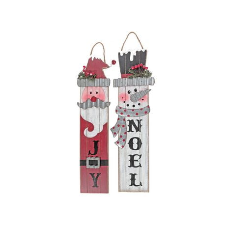 Etched Snowman Santa Wall Hanger (asstd)-set Of 2 