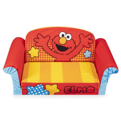 Marshmallow Furniture, Children's 2-in-1 Flip Open Foam Sofa, Sesame Street’s Elmo, by Spin Master