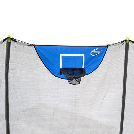 SKYWALKER TRAMPOLINES Fixation de jeu de basket-ball pour trampolines d'extérieur, matériaux souples et filet détachable pour une plongée en toute sécurité, basket-ball en mousse, installation facile