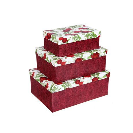 Rectangular Box (Red Peony) (Set Of 3) | Walmart Canada