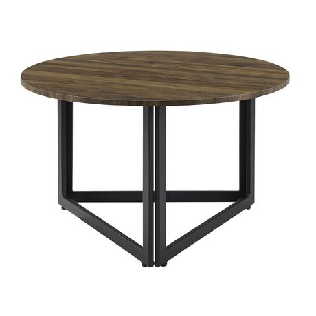 Modern Triangle Base Round Coffee Table - Dark Walnut ...