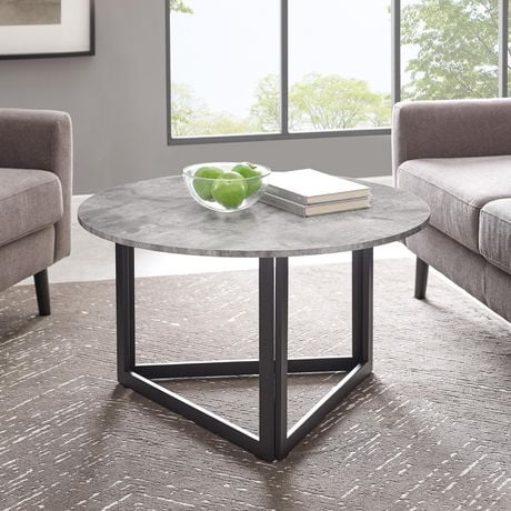 Modern Triangle Base Round Coffee Table Dark Concrete Modern Triangle Base Round Coffee Table