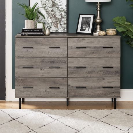 Modern Transitional 6 Drawer Dresser Grey Wash Walmart Canada   6000200297555 