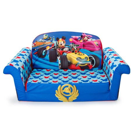 Marshmallow Furniture - Children's 2 in 1 Flip Open Foam Sofa, Disney Mickey Mouse Roadsters Flip Open Sofa