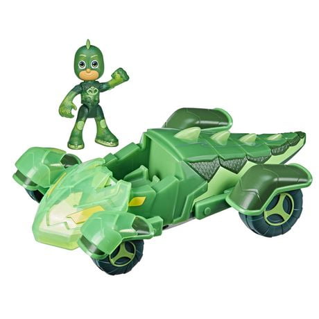 PJ Masks Glow & Go Gekko-Mobile Preschool Toy Vehicle, Gekko Car Light-Up Racer with Gekko Action Figure for Kids Ages 3 and Up